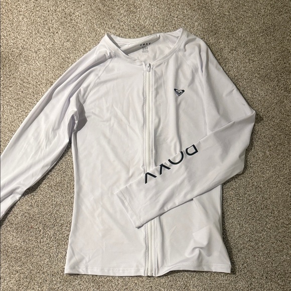 NEW Roxy White Zip-Up Rash Guard - Picture 3 of 7